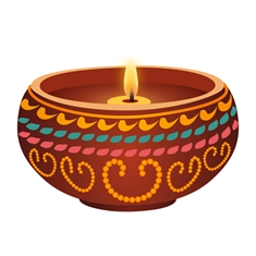 Diwali Decoration Hand-Painted Multicolor Diya Transparent Sticker